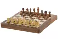 Szachy MAGNETYCZNE z intarsjowaną szachownicą 25 cm