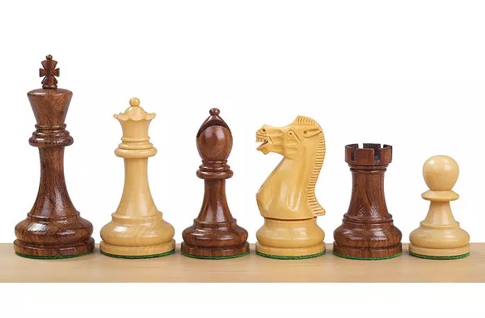 Figury szachowe Executive Akacja/Bukszpan 3,5 cala  Rzeźbione Drewniane