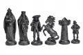 Figury szachowe stylizowane na Średniowiecze, czarno-złote (król 98 mm)