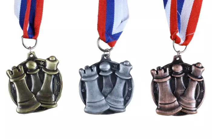 Zestaw 3 medali szachowych  - złoty/srebrny/brązowy - medal okrągły