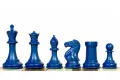 Figury szachowe Exclusive Staunton nr 6, białe/niebieskie, dociążane metalem (król 95 mm)